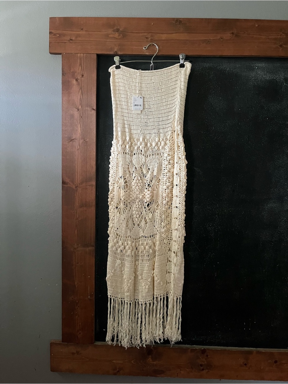 Free People x Flook Annabelle Cream Crochet Fringe Maxi Skirt size S NWT - Picture 8 of 10